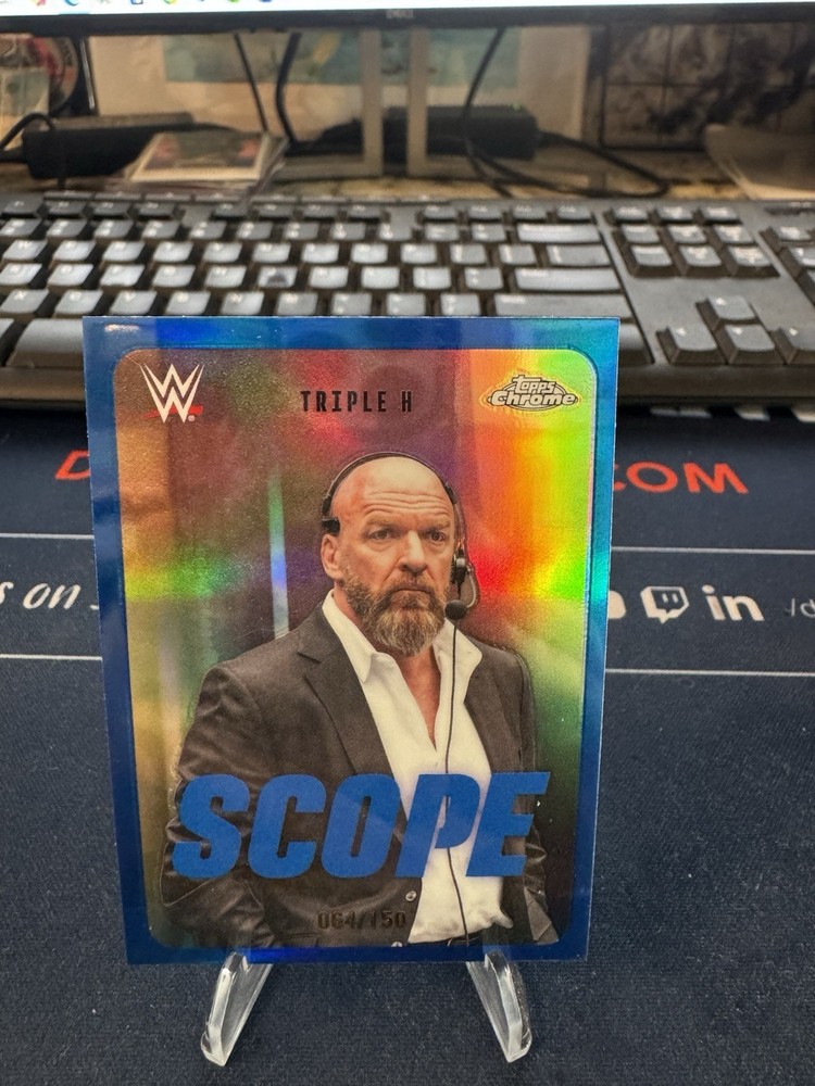 Triple H 2026 Topps Chrome WWE Blue Refractor /150 Scope #SCO-27