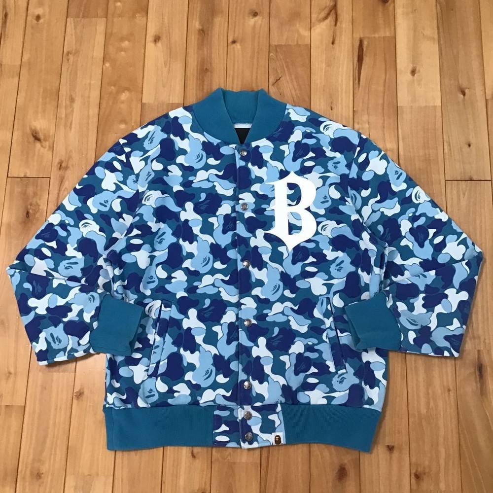 Abc Camo Blue Sweatshirt Stadium Jacket M Size A Bathing Ape Bape Sweat Varsity