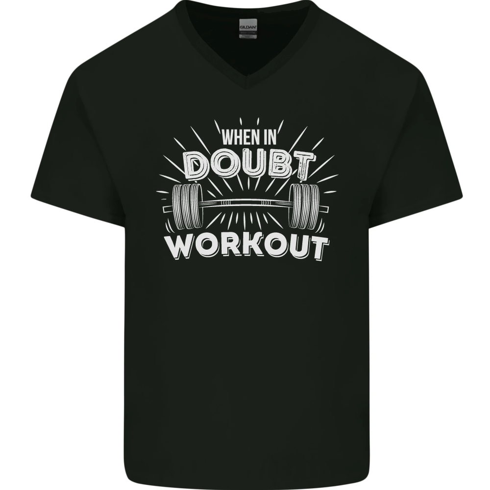 When in Doubt Workout Gym Training Top Mens V-Neck Cotton T-Shirt