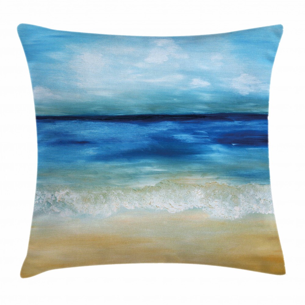 Tropical Sandy Beach Art Throw Pillow Case 20 Inch Square Cushion Cover