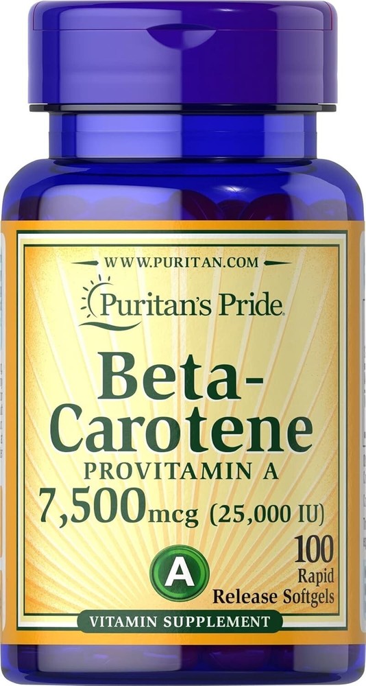 Puritan's Pride Beta Carotene 7500mcg 25000 IU Vitamin A Supplement  
