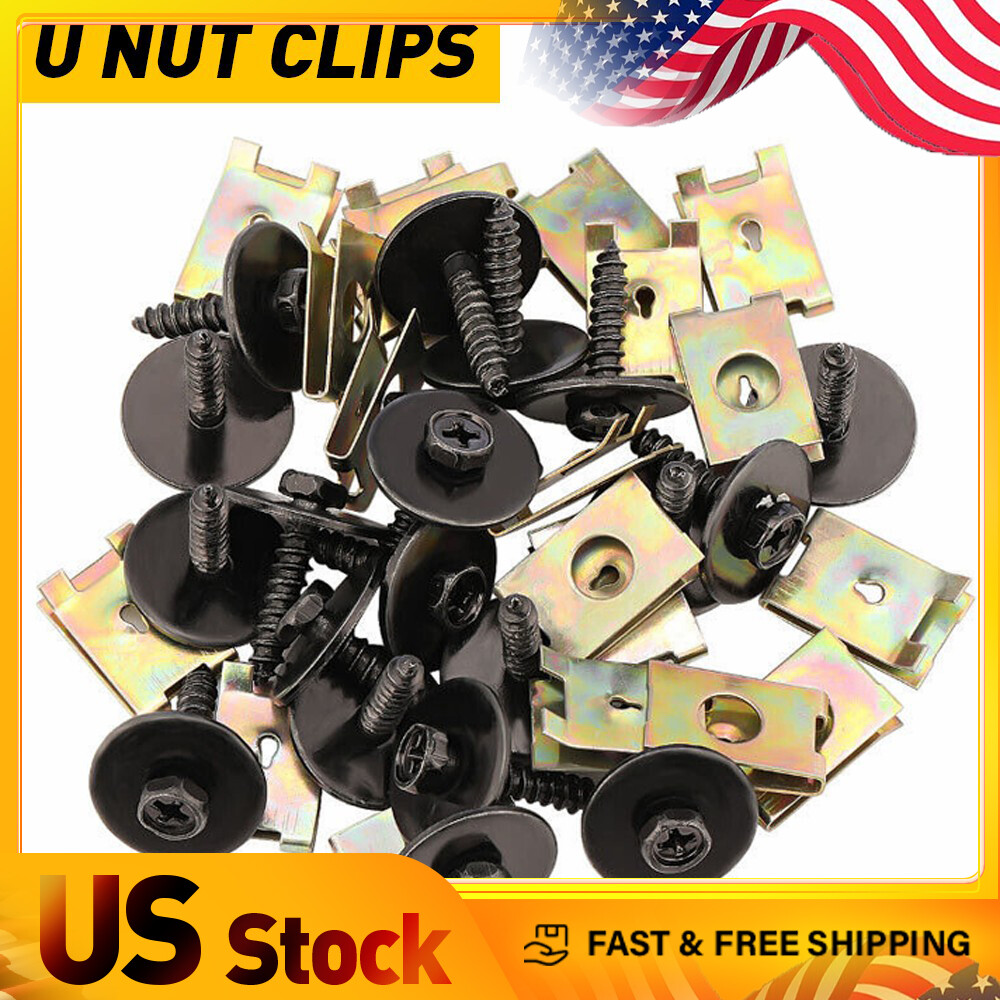 40X Heavy-Duty Metal Car Screw Fender Retainer Bumper U Nut Clips Fasteners