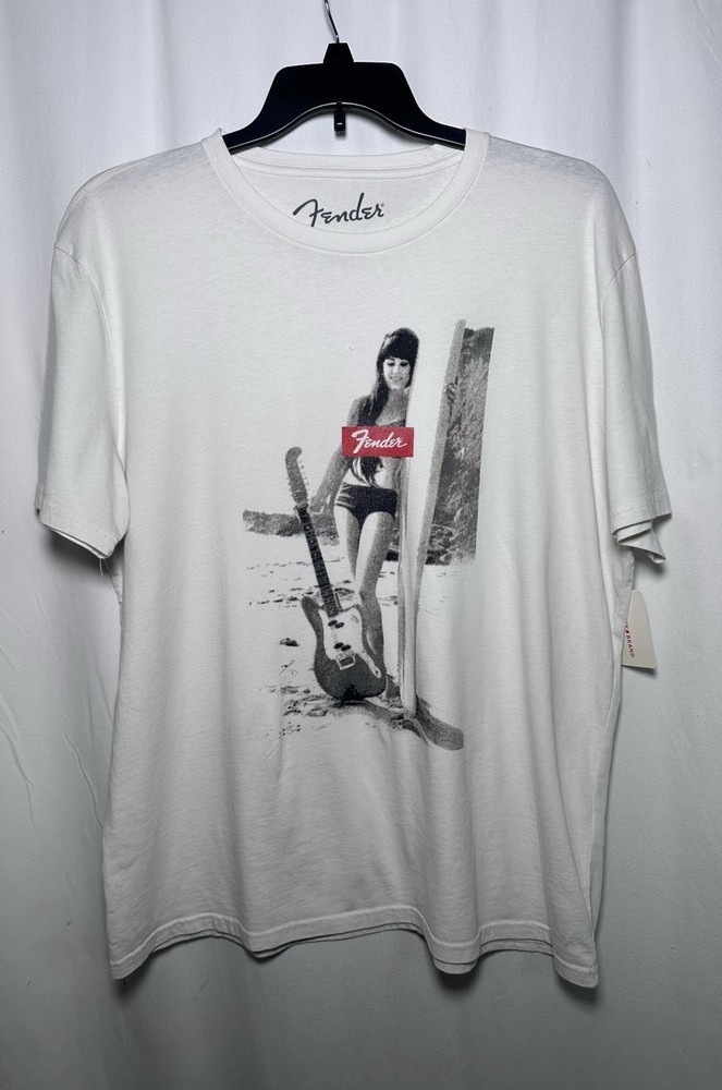 Lucky Brand Men's Fender T-Shirt Tee Shirt Top XL Cotton Short Sleeve White New