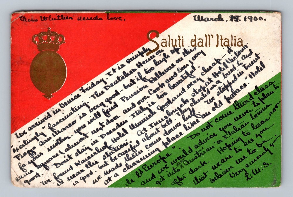 Italy- Greetings From Italy Standard Postal Souvenir Old Card Vintage Postcard
