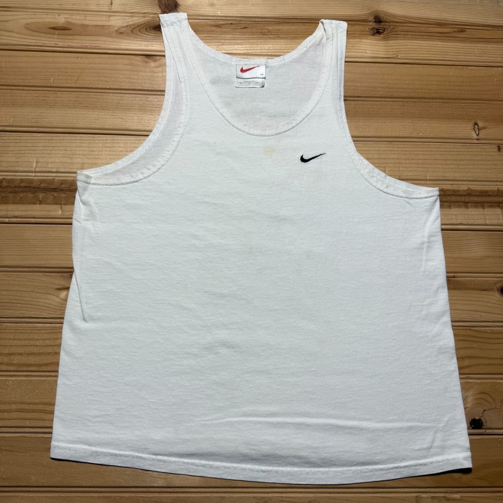 Vintage 90s Nike Embroidered Mini Swoosh Logo Gym Training Tank Top USA - Medium