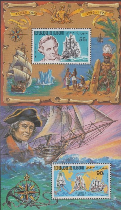 Djibouti MNH Sc 519-20  S/S Mi Bk 27-28 Value  22 Euro  James Cook