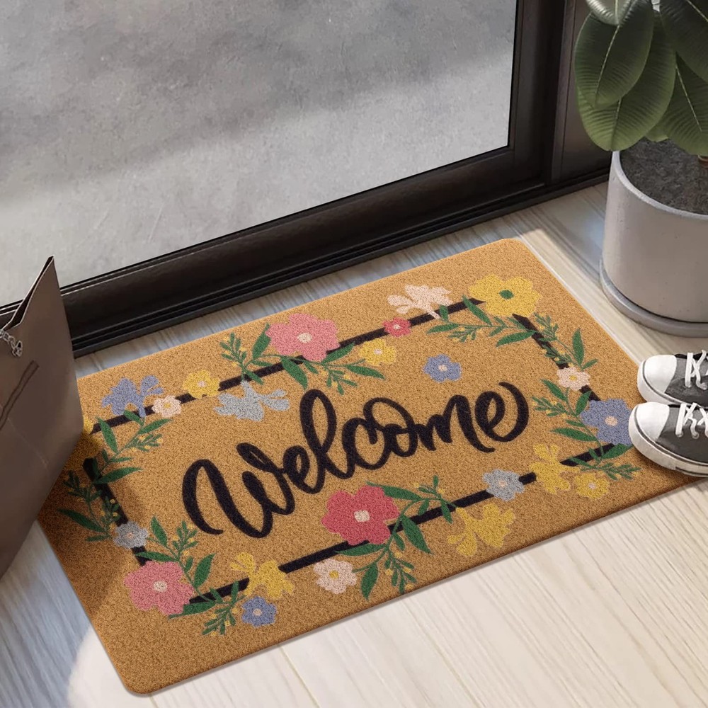 Non-Slip Artificial Coir Doormat 17x30 for Indoor Outdoor Use
