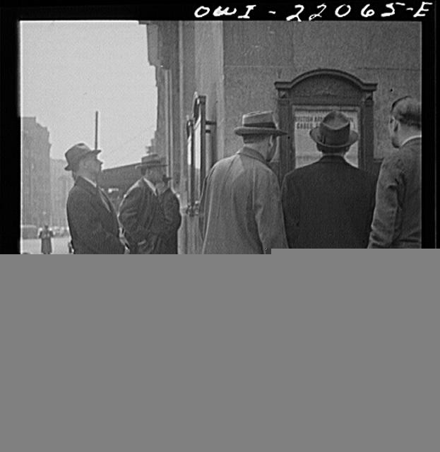 Photo:Chicago Illinois 1930s Men Reading Street Bulletin Board