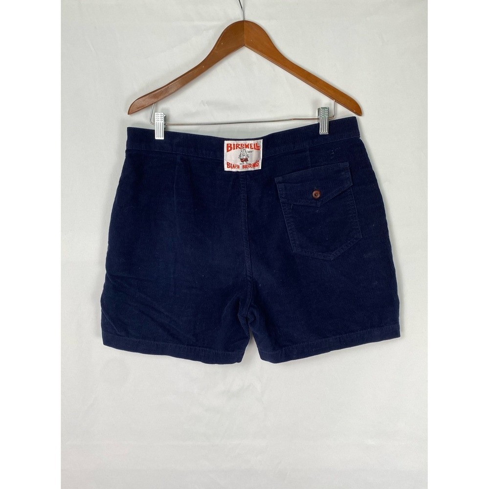 Birdwell Classic Corduroy Shorts Navy Size 33 Wood Button Pork-chop Pockets