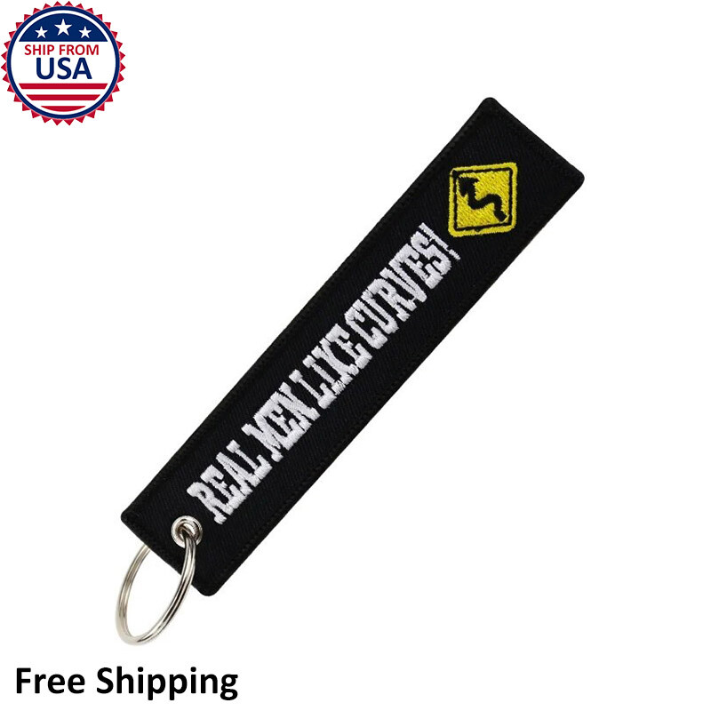 Real Men Like Curves Meme Cool Car Racing Black Auto Motorcycle Key Chain Tag