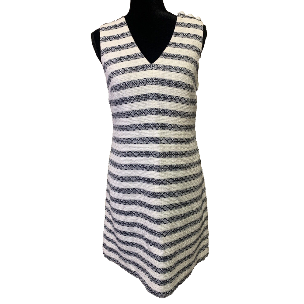 J Crew Nautical Dress Size 6 Cotton Blue White Striped Preppy Office Sailing