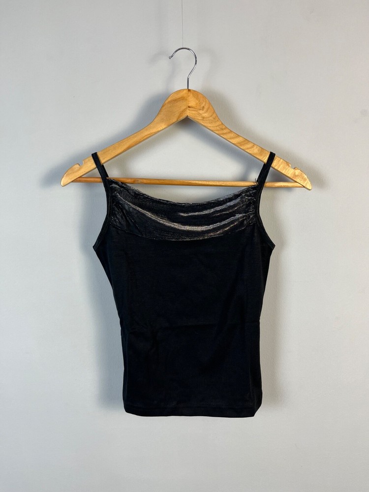 Versace Jeans Couture Y2K Women Black Vintage Cropped Tank Top Size S