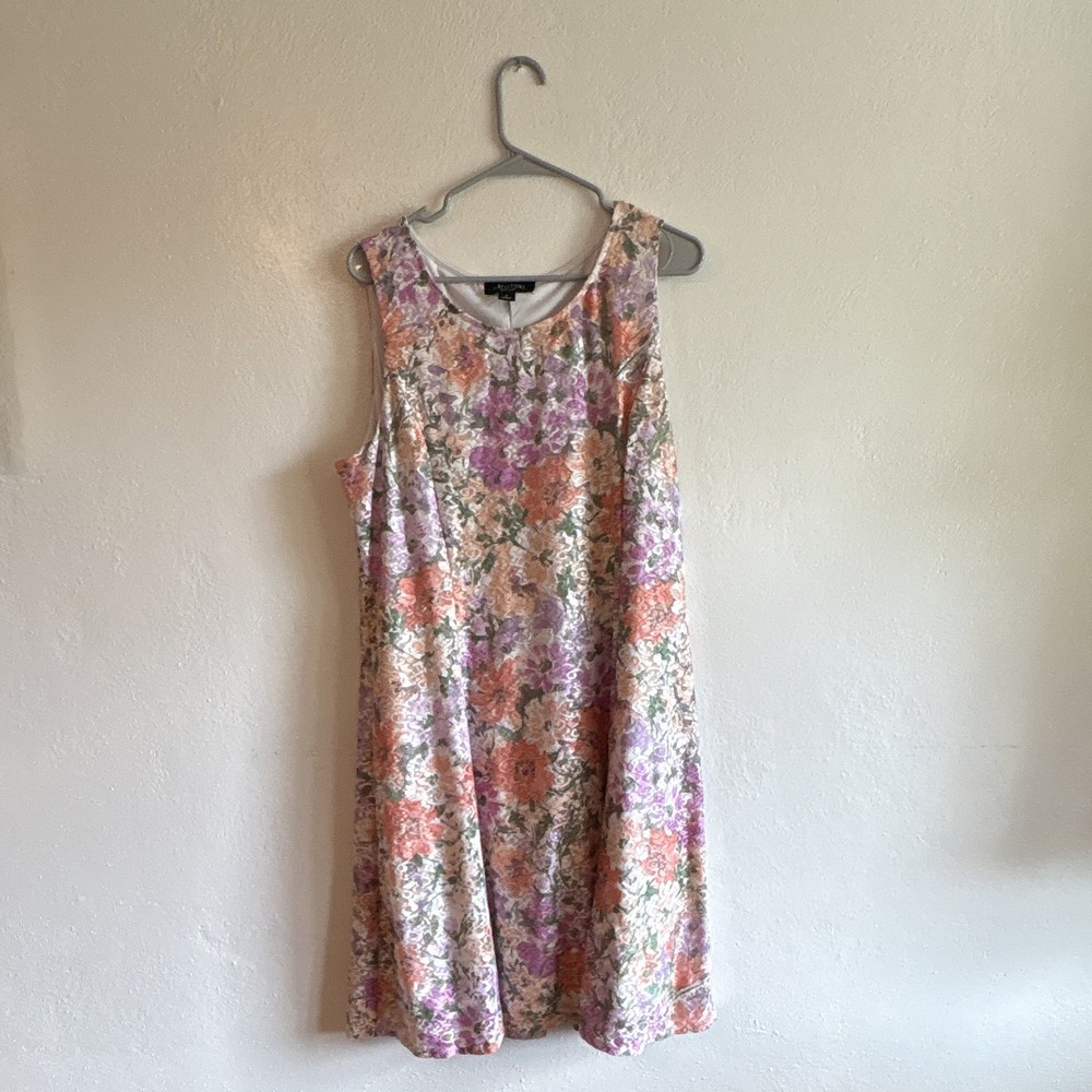 Perceptions New York Shift Dress Multicolor Floral Metallic Brocade Knee XL