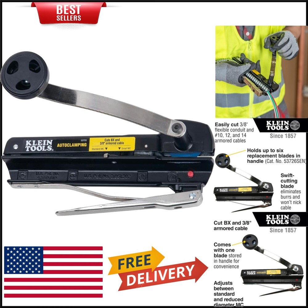 Premium Armored Cable Cutter for BX/AC/MC up to 3/8'' - includes Blade Storage-image