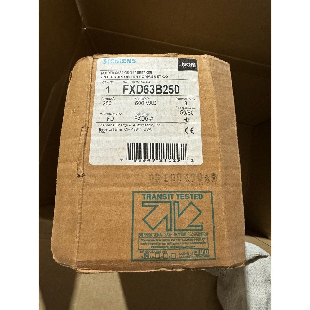 1PC New Siemens FXD63B250 3p 600v 250a Sentron Circuit Breaker