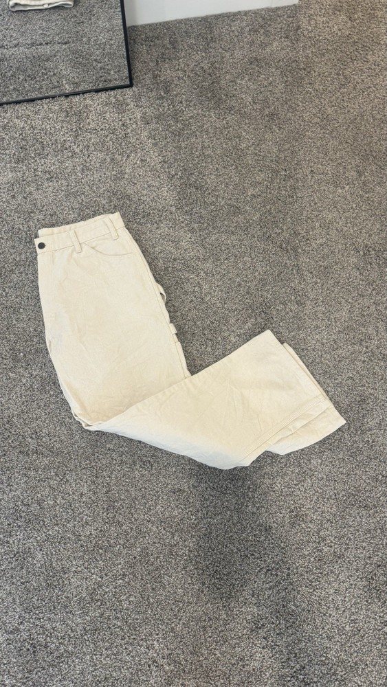 Light Cream White Canvas Dickies Carpenter Pants 33x32 Painter Workwear