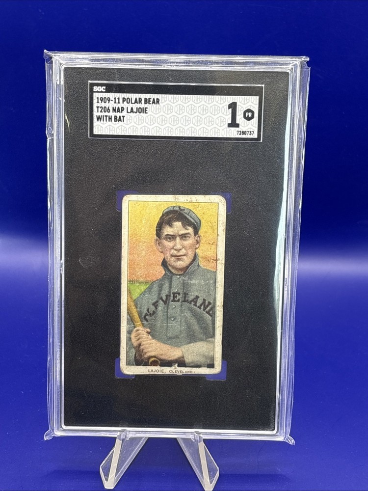 1909 T206 Nap Lajoie (Hof), Cleveland, (With Bat), Sgc 1, Polar Bear Tobacco