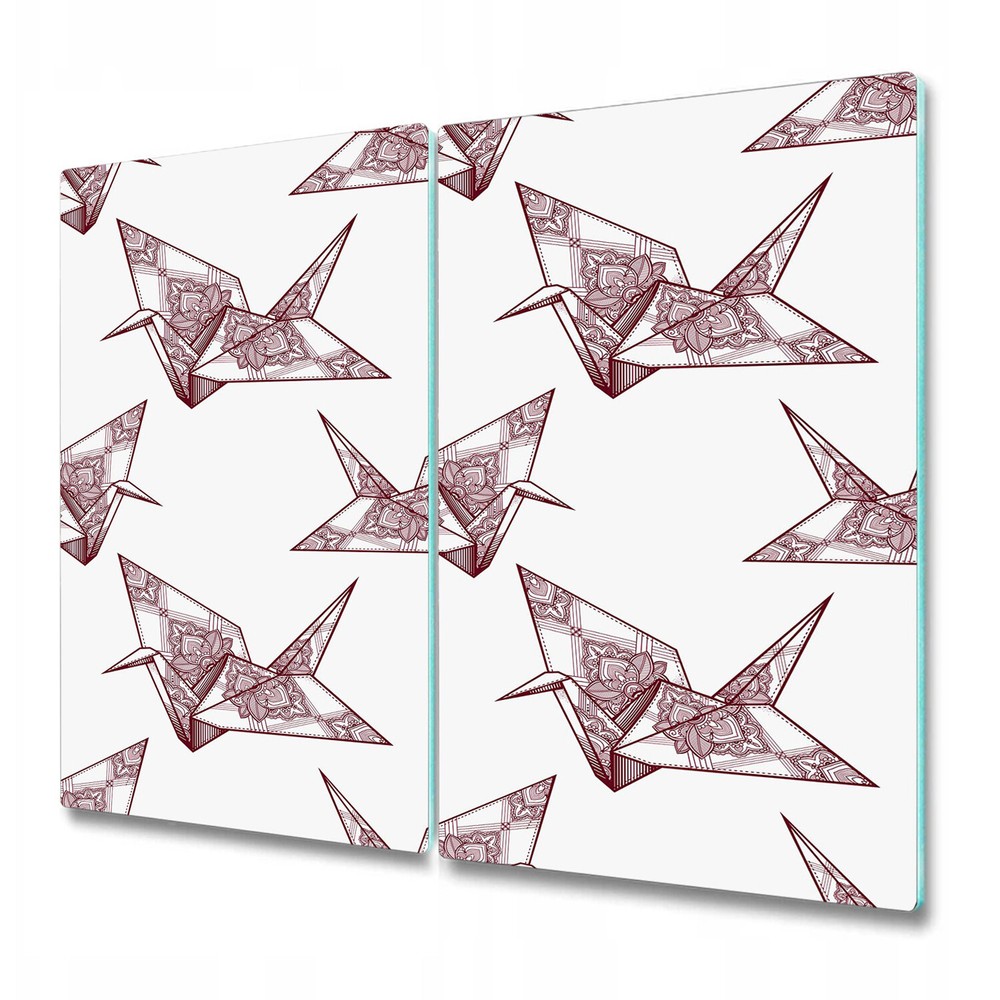 Serving Chopping Board Subtle origami bird geometric white and maroon 2x30x52