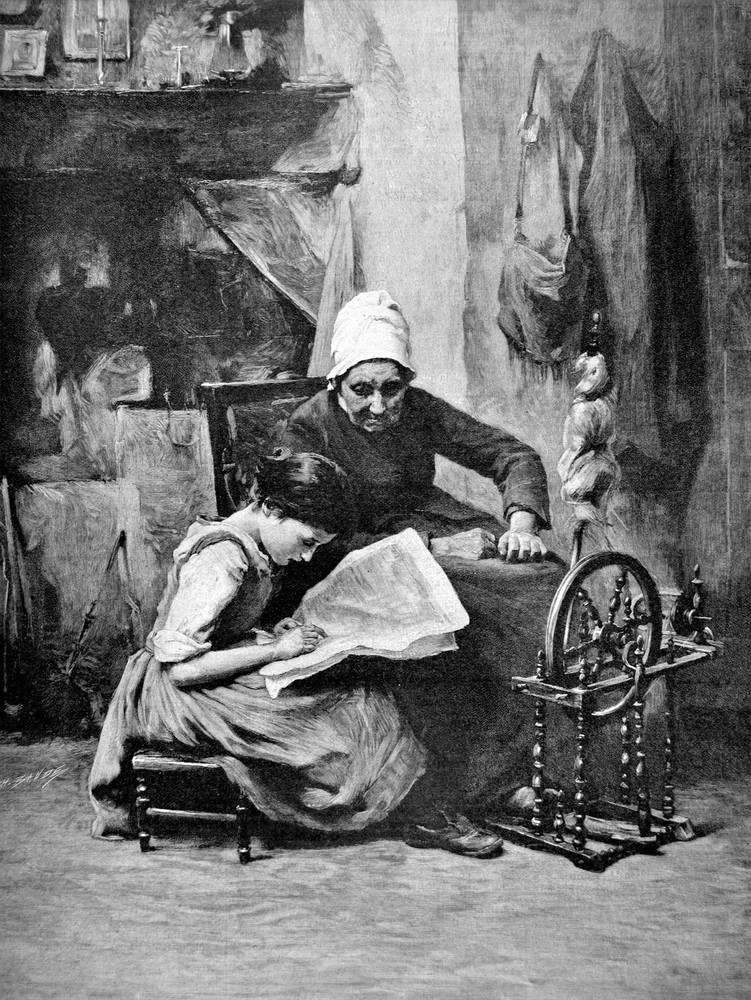 Reading scene. Children Decorative Poster.Interior Home Graphic Art Design3829