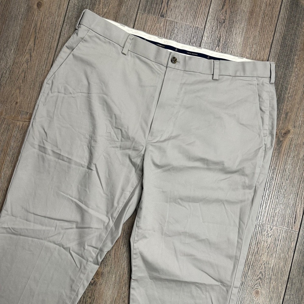 Brooks Brothers Advantage Chino Stretch Clark Fit Grey Pants Mens 40x30