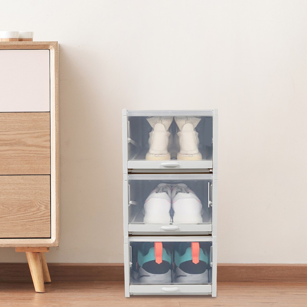 Pull Out Plastic Shoe Storage Organizer Box Drawer Type Shoes Box Transparent US