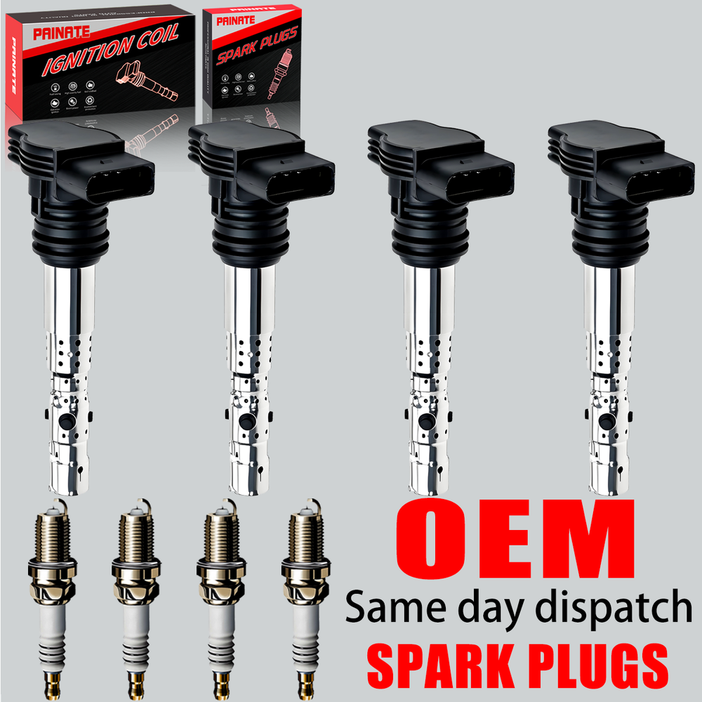 4X OEM Ignition Coil & IridiumSpark Plug For VW Beetle Passat Audi A4 1.8L UF411