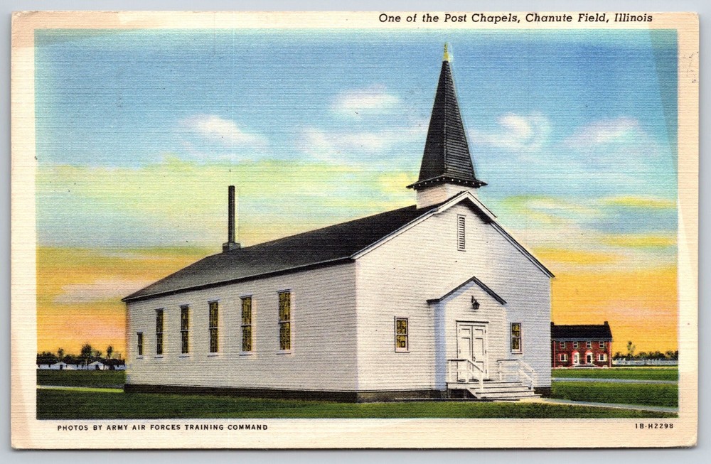 Military~Chanute Field Illinois~Exterior View Of Post Chapel~PM 1949~Postcard