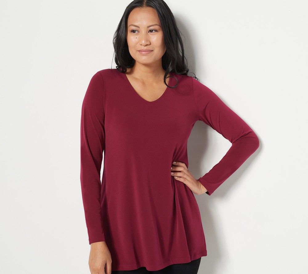 Susan Graver Women's Top Plus Sz 3X Essentials Liquid Knit Tunic Red A463114