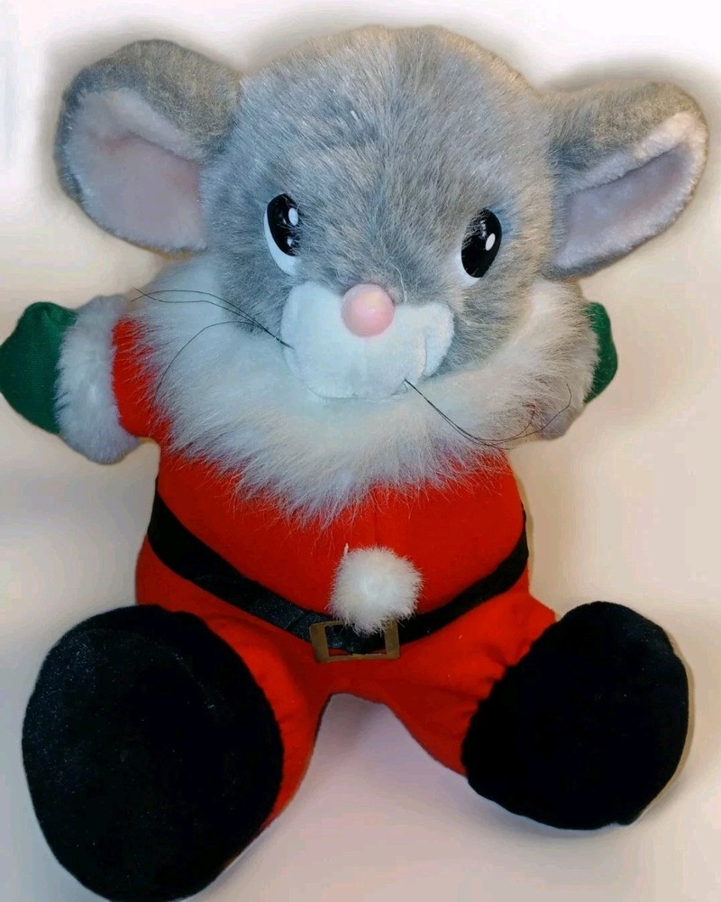 vtg Santa Mouse Christmas Plush JCPenney Store Holiday Stuffed Animal