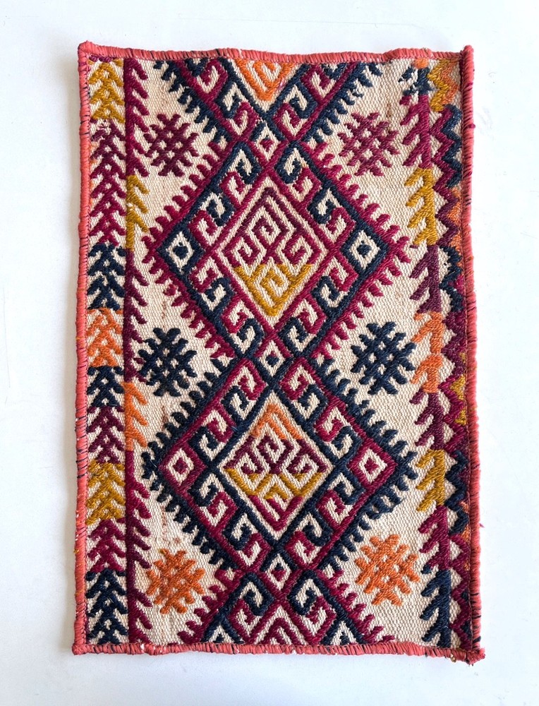Vintage Turkish Kilim Rug Fragment ⎮ Handwoven Wool Tribal Boho Craft Textile