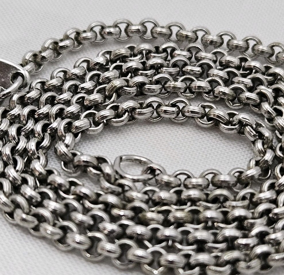 Whiting and Davis Vintage Silver Tone Belcher Chain Necklace Signed Tag- 21