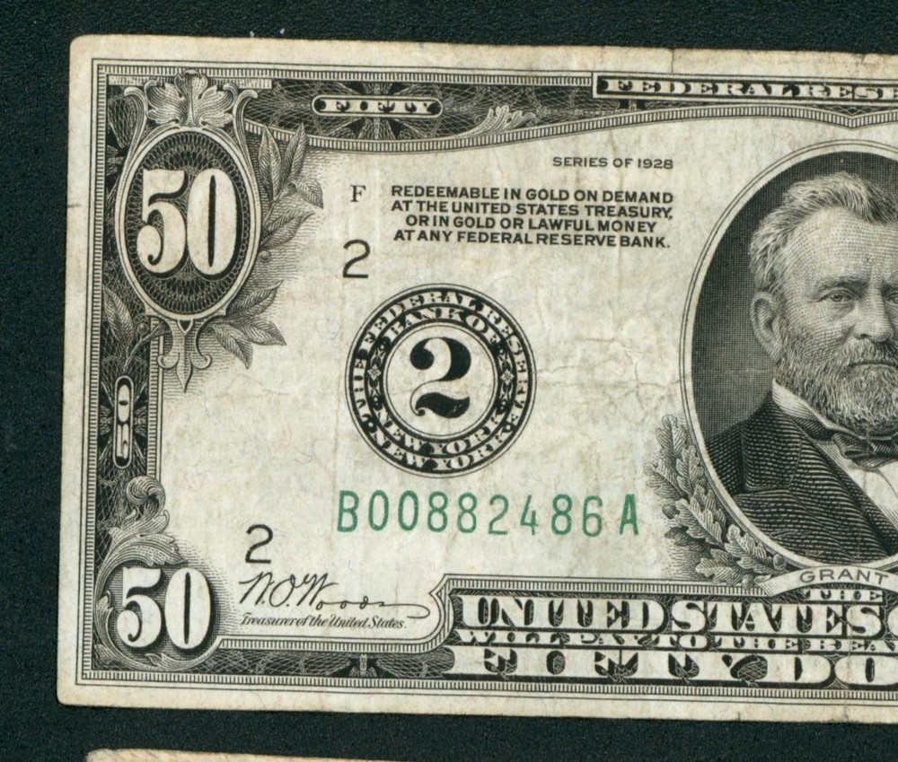 $50 1928 (( NEW YORK )) Federal Reserve Note ** PAPER CURRENCY AUCTIONS