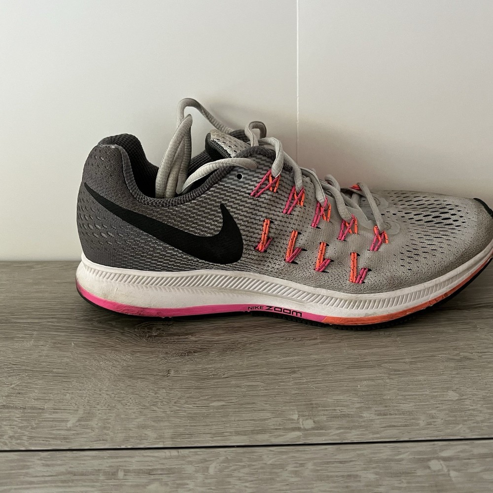 Nike Womens Air Zoom Pegasus 33 831356-006 Gray Running Shoes Sneakers Size 8