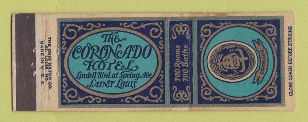 Matchbook Cover - Coronado Hotel St Louis MO WEAR