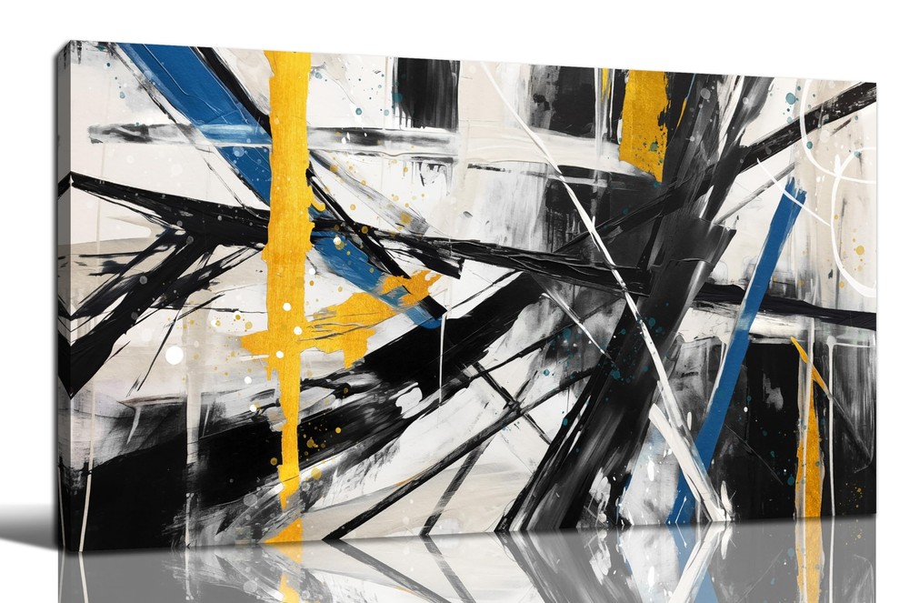 THRLVEART Black and White Canvas Wall Art - Abstract Wall Paintings for Livin...