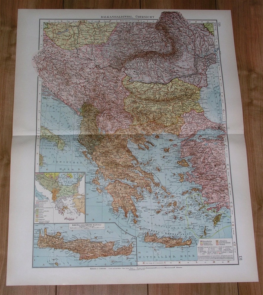1930 Antique Map Of Yugoslavia Serbia Bosnia Greece Turkey Bulgaria Hungary