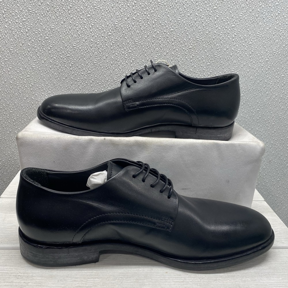 Moma Mens Size US 8 EU 41  Black Leather Derby Dress Shoes Lace Up Round Toe