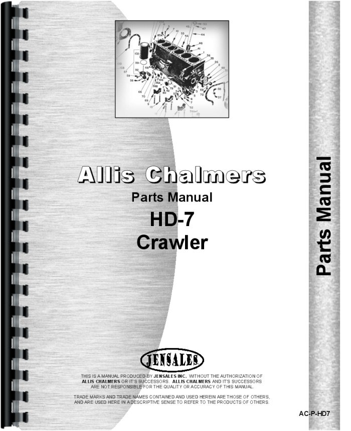 Allis Chalmers H7 HD7W Crawler Parts Manual AC-P-HD7 for Tractor Repair