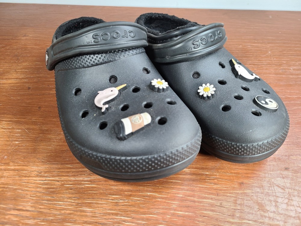 Crocs Unisex Adult Classic Lined Clog, Black Women Size 9 / Men Size 7