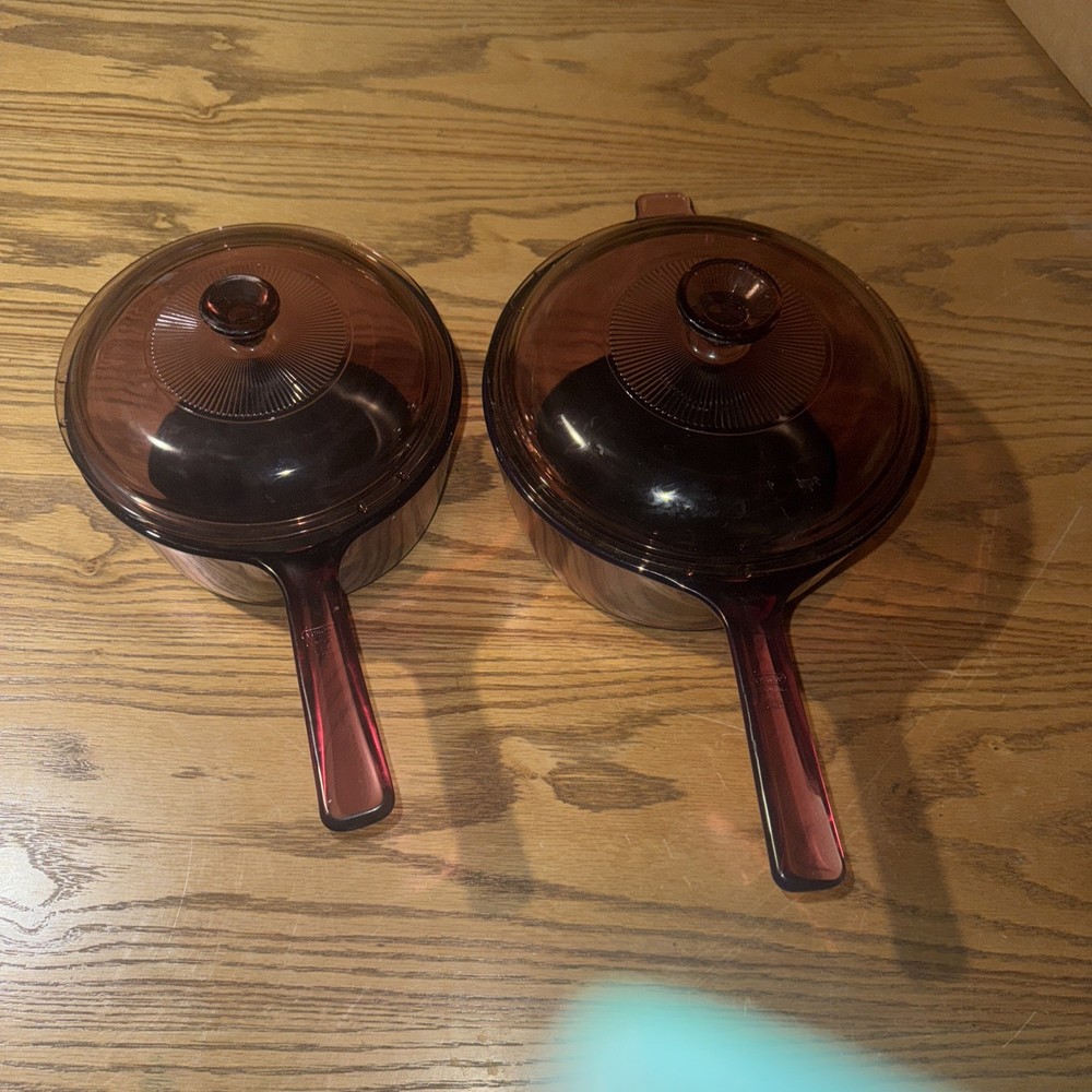 Vision Ware by CORNING Cranberry Cookware 1.5 L & 2.5L Saucepan Pots/PYREX Lid