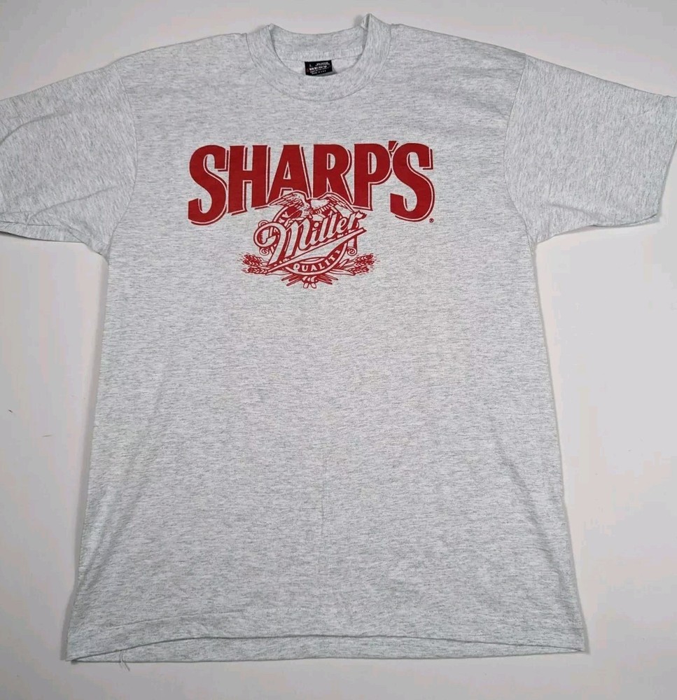 Sharp's Miller Beer Single Stitch Vintage T-Shirt Gray Brewania Men's Large