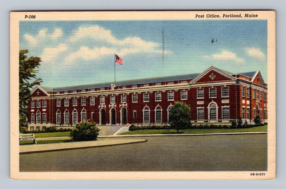 Portland ME-Maine United States Post Office Vintage c1956 Postcard Standard Old