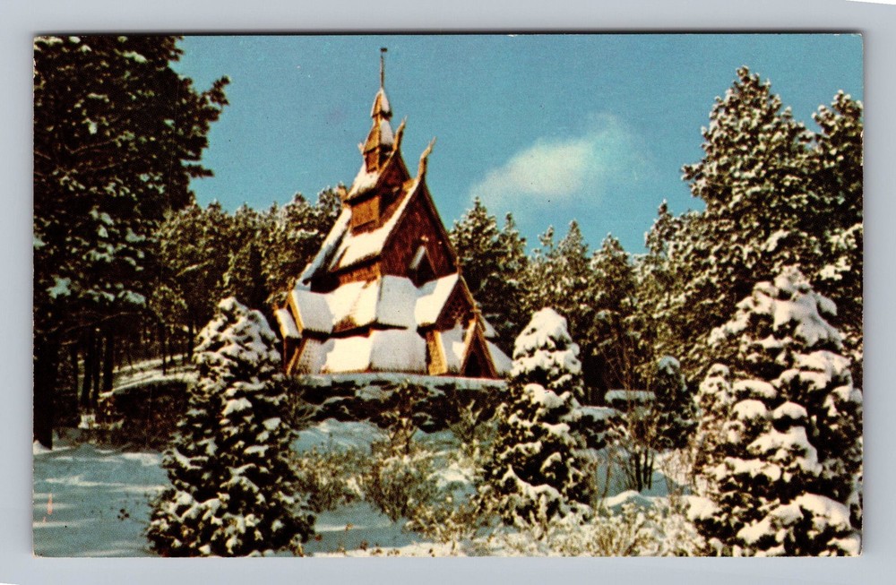 Rapid City SD-South Dakota Winter Scene Chapel In The Hills Vintage Postcard PC