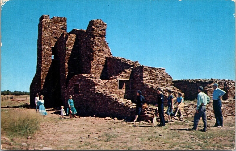 People Visiting Abo State Monument Landmark New Mexico Postcard Note WOB c1961