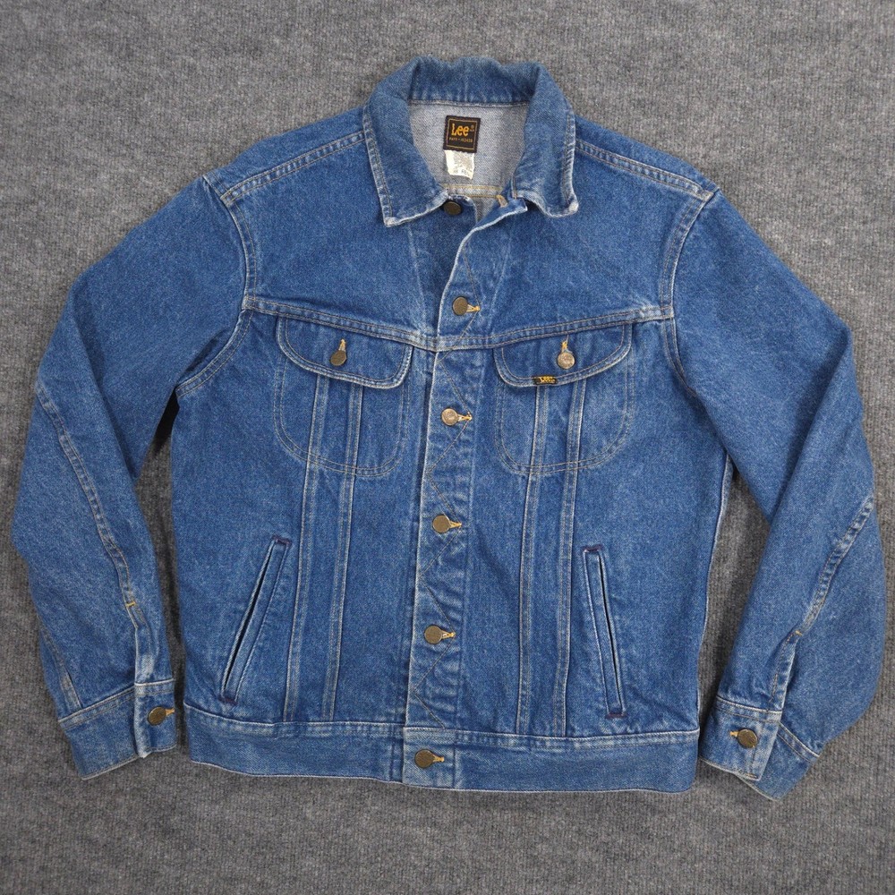 Vintage Lee Denim Trucker Jacket Mens 38R Blue PATD 153438 Pockets Medium Wash