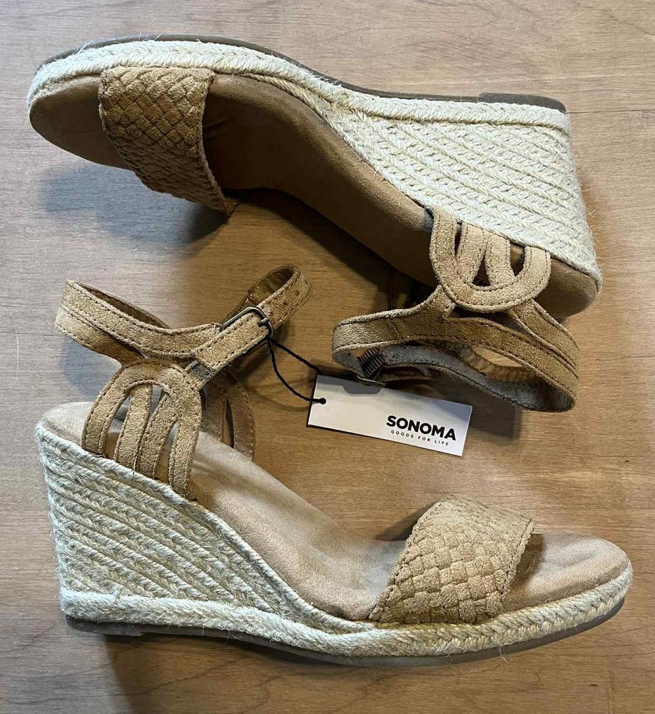 Sonoma Anet Women's Espadrille Wedge Sandals Heels - Tan - Size 9M - NEW
