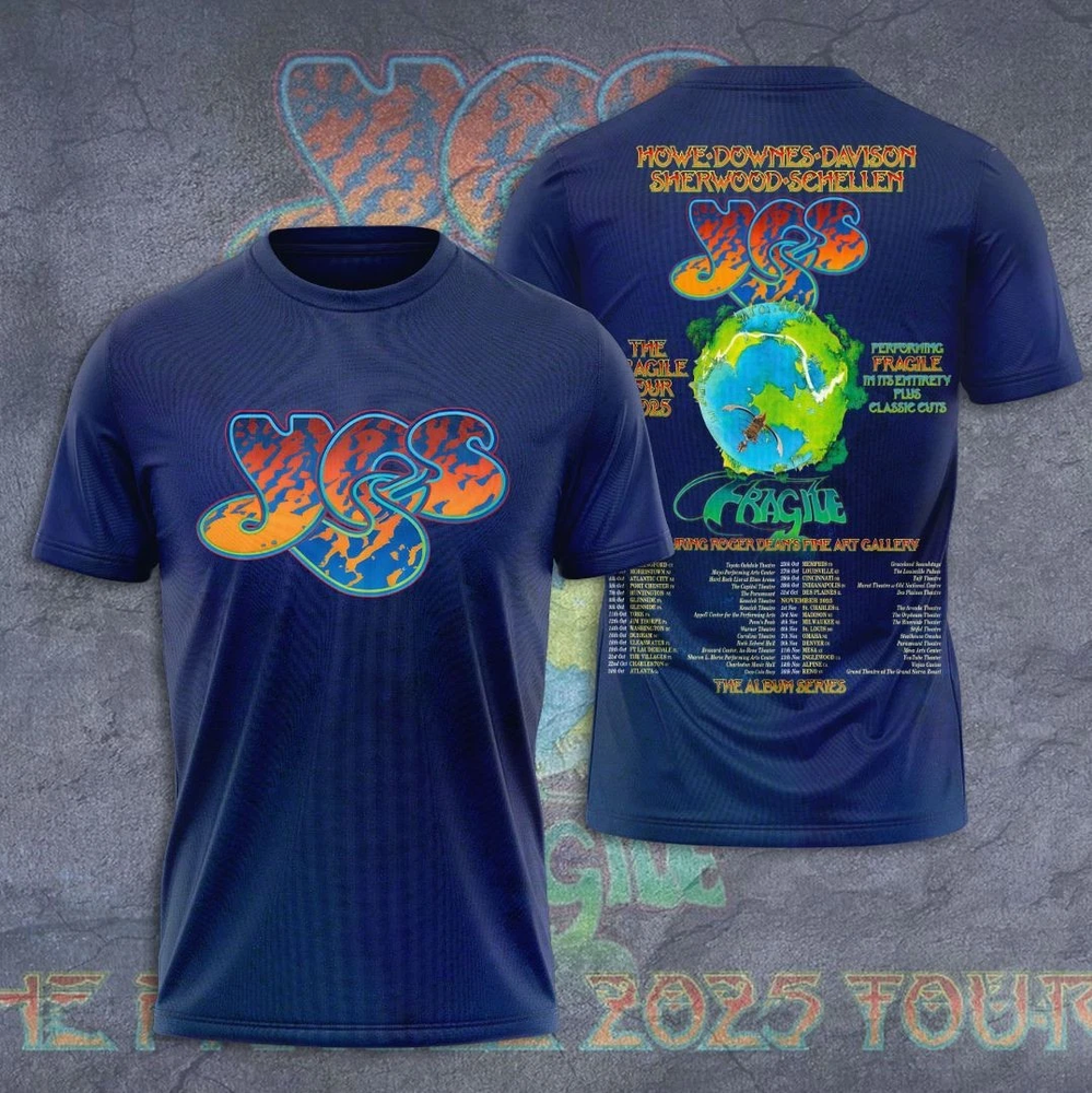Yes Band The Fragile Tour T Shirt AOP 3D Gifl Fan S-5XL