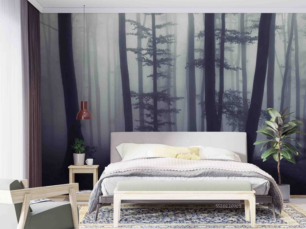 3D Fog Forest Scenery Wall Murals Wallpaper Murals Wall Sticker