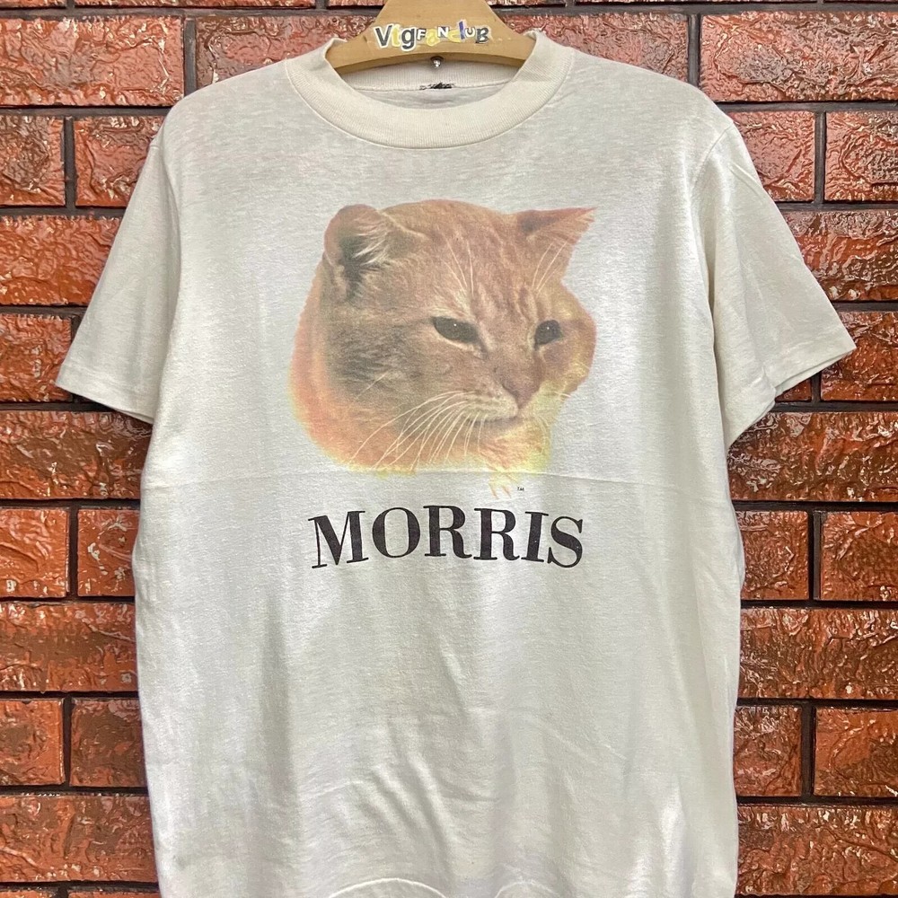 Vintage 80s Morris The Cat Legendary Advertisement Cat Photo Print T Shirt