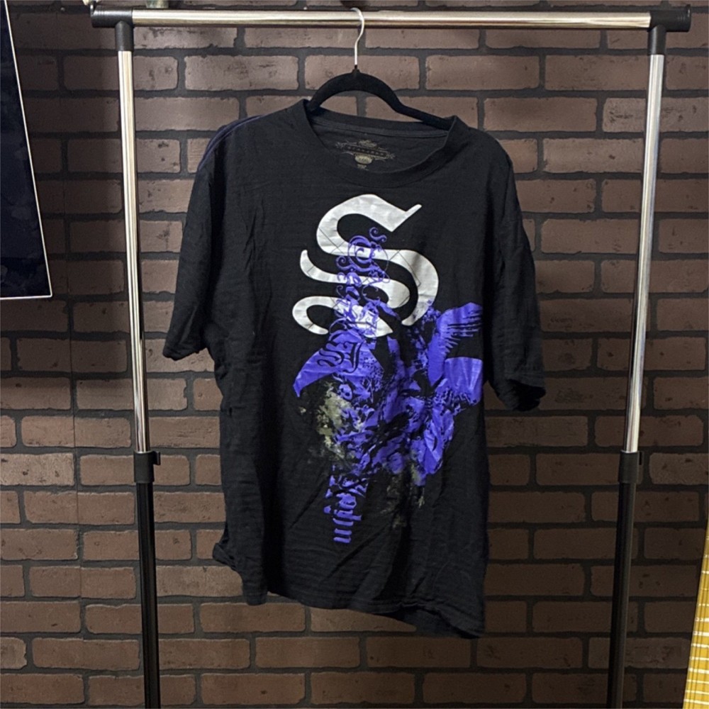 Baggy Sean John Graphic Black Purple Cotton T-Shirt